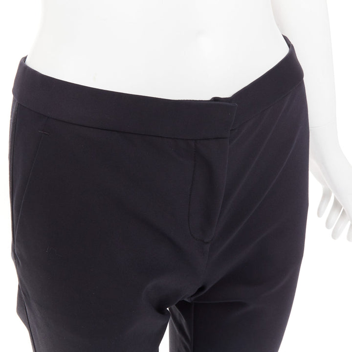 THE ROW black cotton blend mid waist panelled back cropped capri pants US0 XS