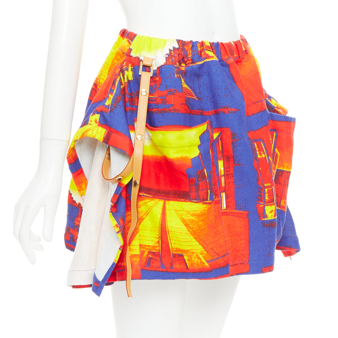 LOUIS VUITTON Salk Institute orange purple exaggerated pocket mini skirt FR34 XS