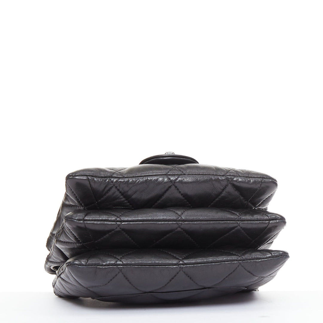 CHANEL 2010 3 Accordion Mini Flap Bag black lambskin silver CC mini bag