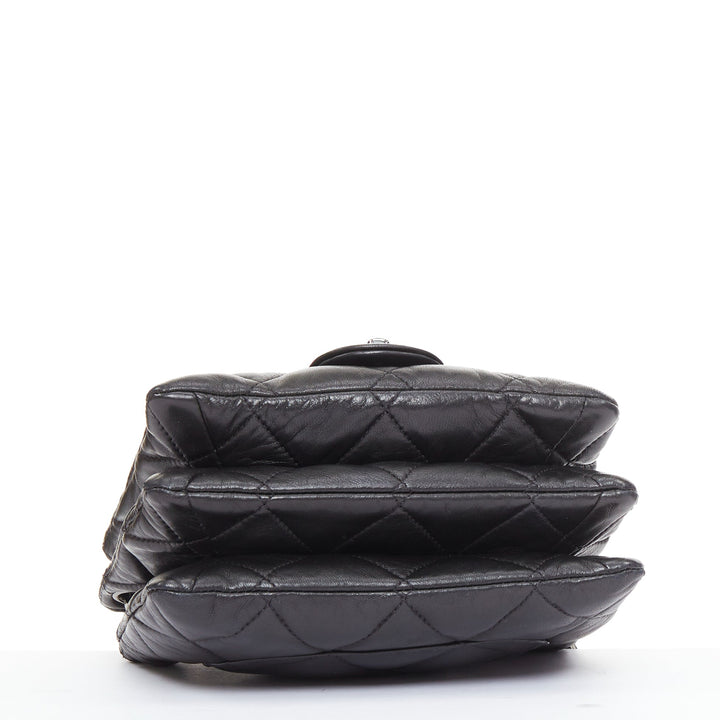 CHANEL 2010 3 Accordion Mini Flap Bag black lambskin silver CC mini bag