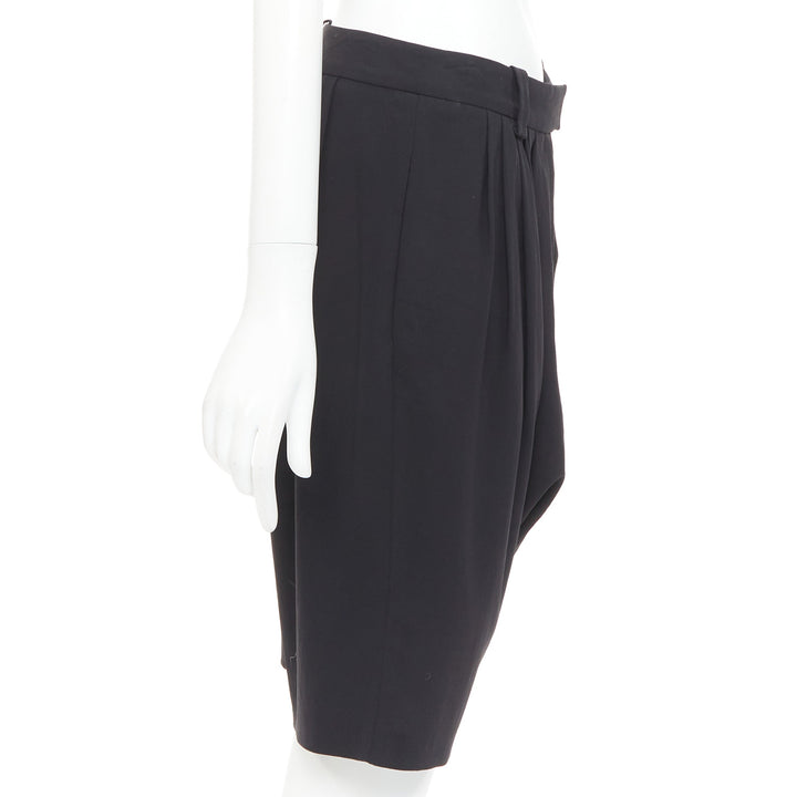 GIVENCHY black pleated front drop crotch harem knee length shorts FR38 M