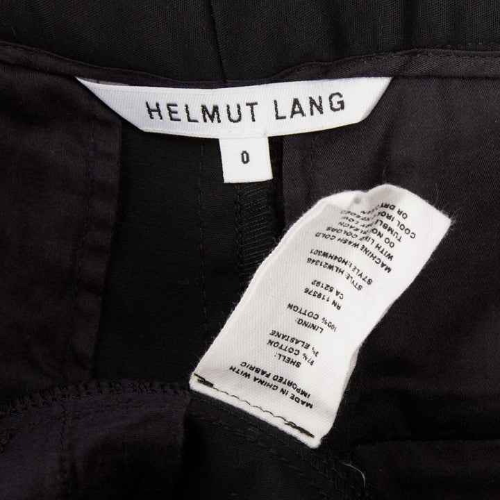 HELMUT LANG black woven cotton tailored front welt pocket utility skirt US0 XS