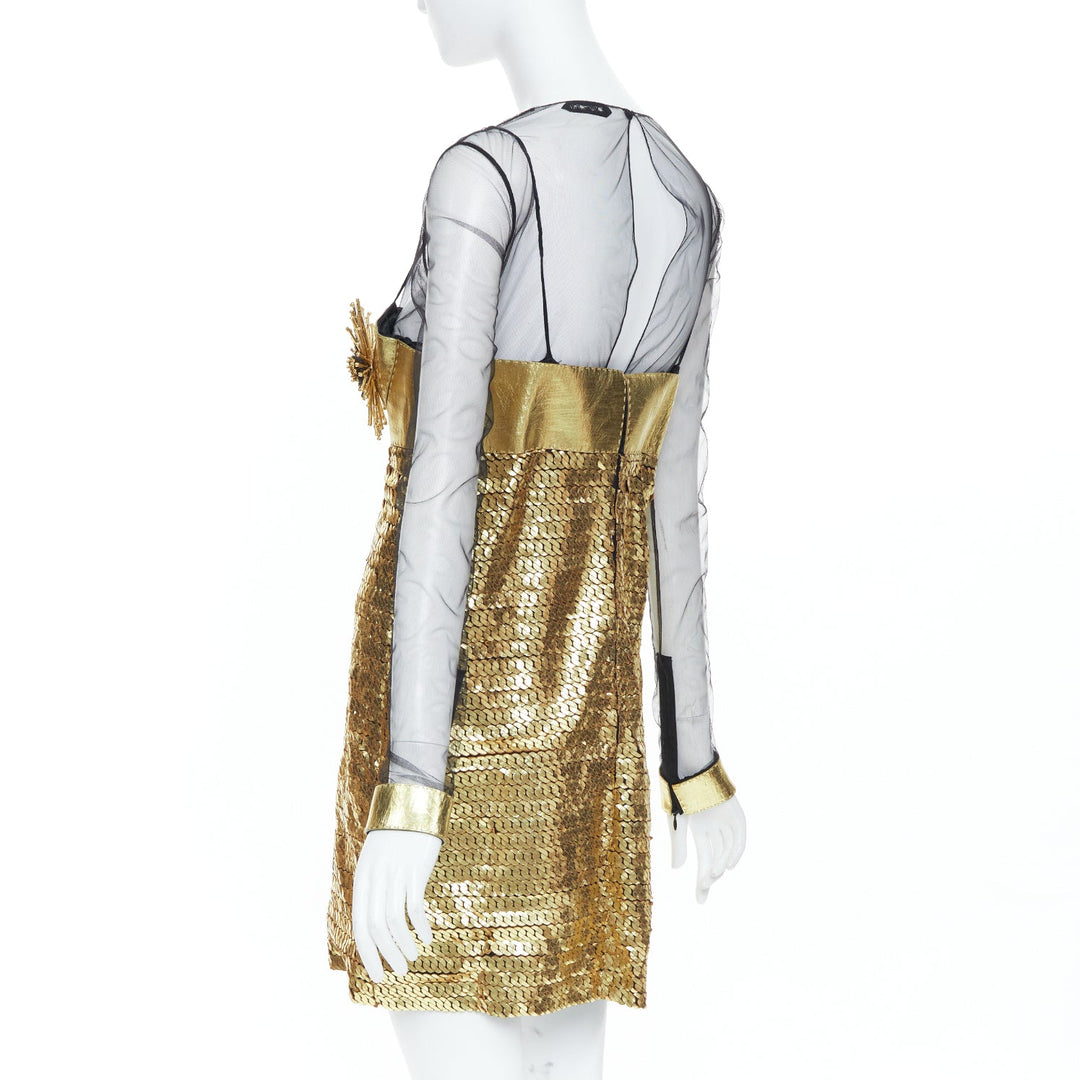 rare TOM FORD 2015 Runway Lisa Eisner spike nipple brooch leather dress IT42 M