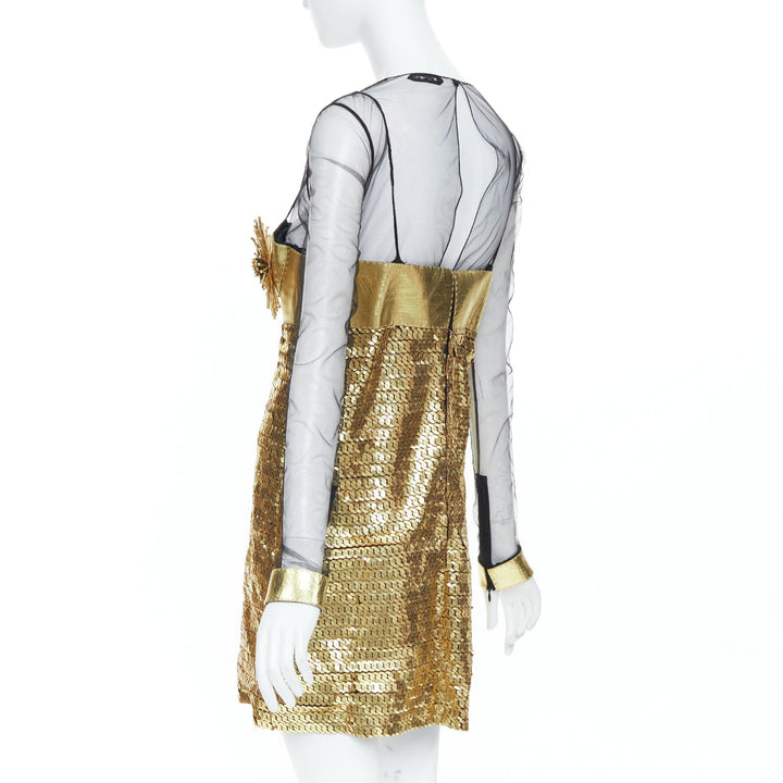 rare TOM FORD 2015 Runway Lisa Eisner spike nipple brooch leather dress IT42 M