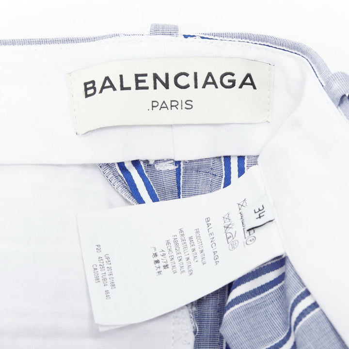 BALENCIAGA 2016 blue white striped cotton casual pajama pants FR34 XS