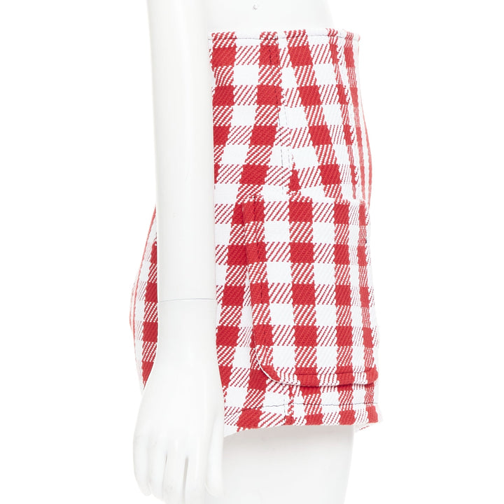 PHILOSOPHY Lorenzo Serafini red white check cotton blend high shorts IT38 XS