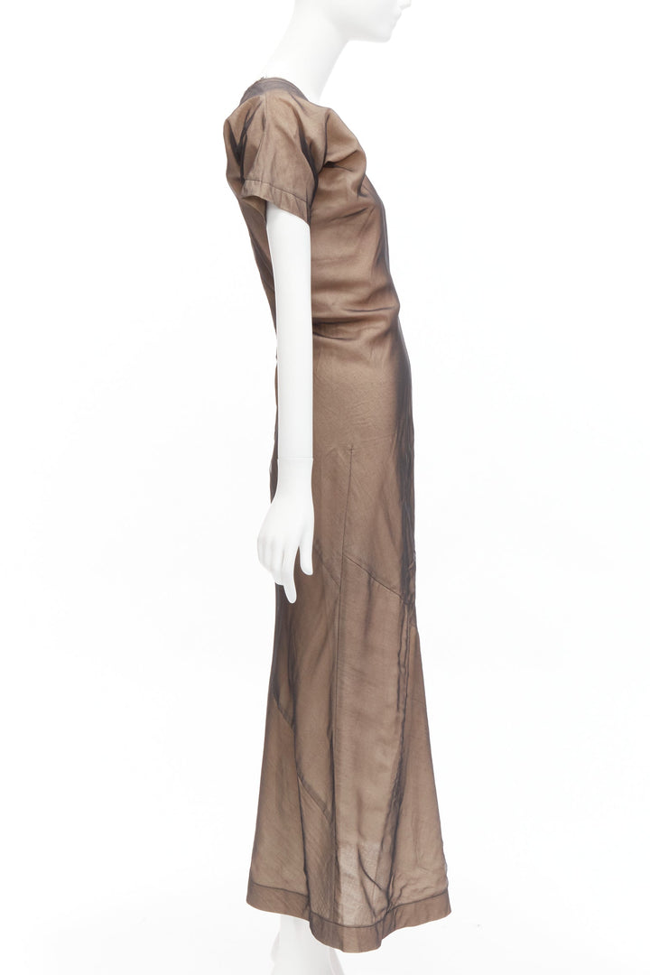 COMME DES GARCONS Vintage nude black sheer overlay A-line dress S Cindy Sherman