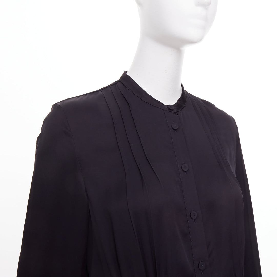 JIL SANDER W Dress 1 Viscose pleated long sleeve button shirt dress FR32 XXS
