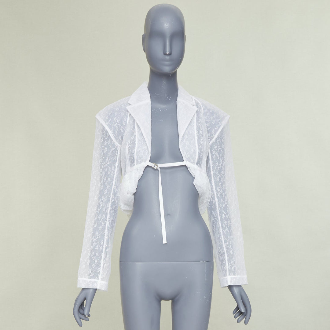 JACQUEMUS Bridal Le Chouchou 2023 Runway Dentelle white tulle jacket FR34 XS