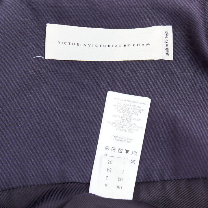 VVB VICTORIA BECKHAM navy black trimmed boxy utility shirt UK6 S