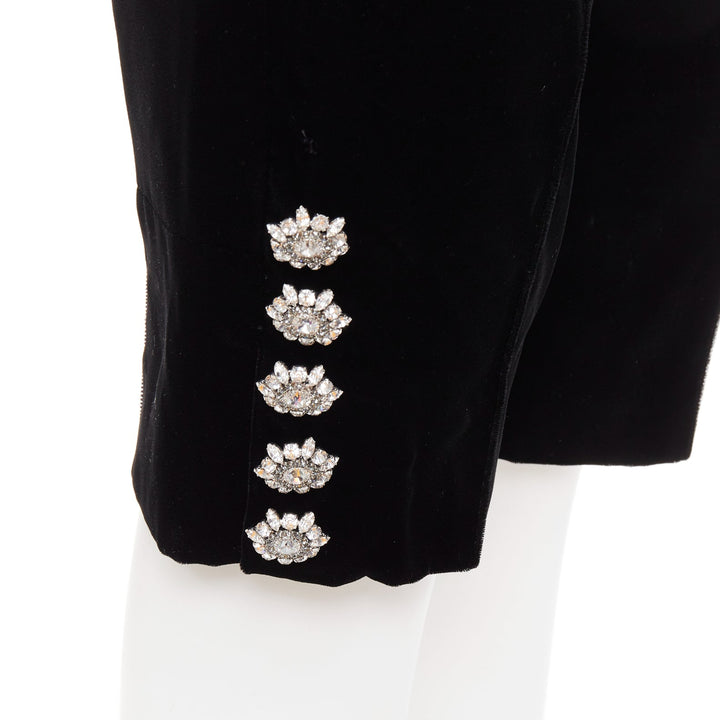 ALEXANDRE VAUTHIER COUTURE black velvet flower crystal button knee pants