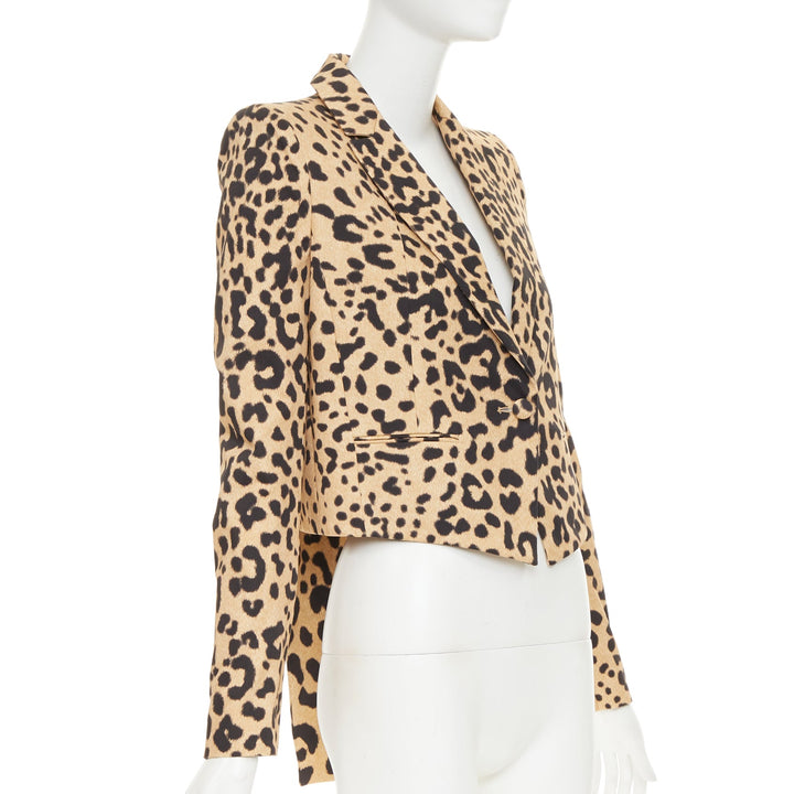 GIVENCHY 2012 leopard paneled cotton tailcoat tuxedo blazer IT36 XXS