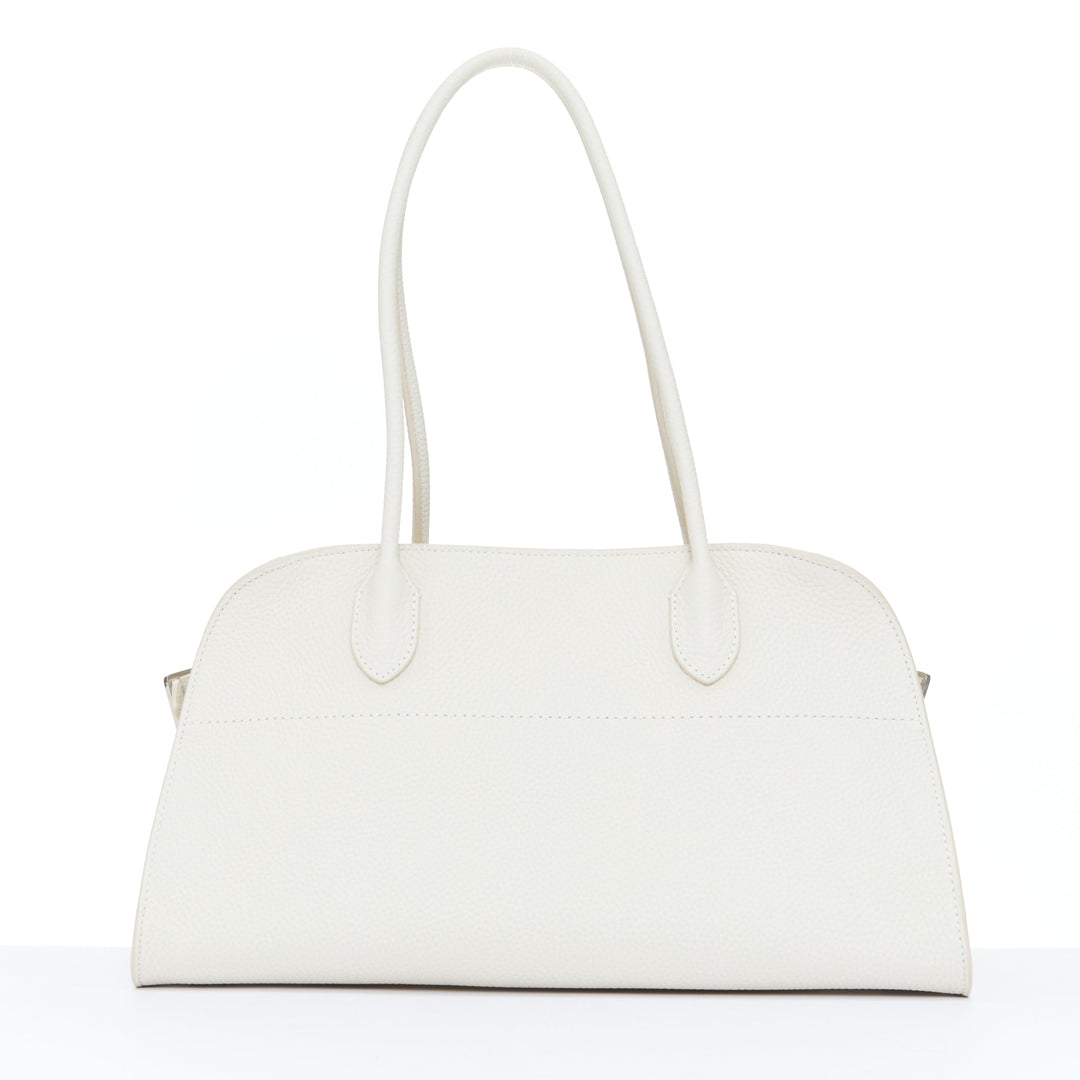 THE ROW 2024 Margaux Shoulder 12 ecru grained calfskin leather tote bag