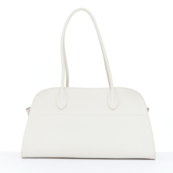 THE ROW 2024 Margaux Shoulder 12 ecru grained calfskin leather tote bag