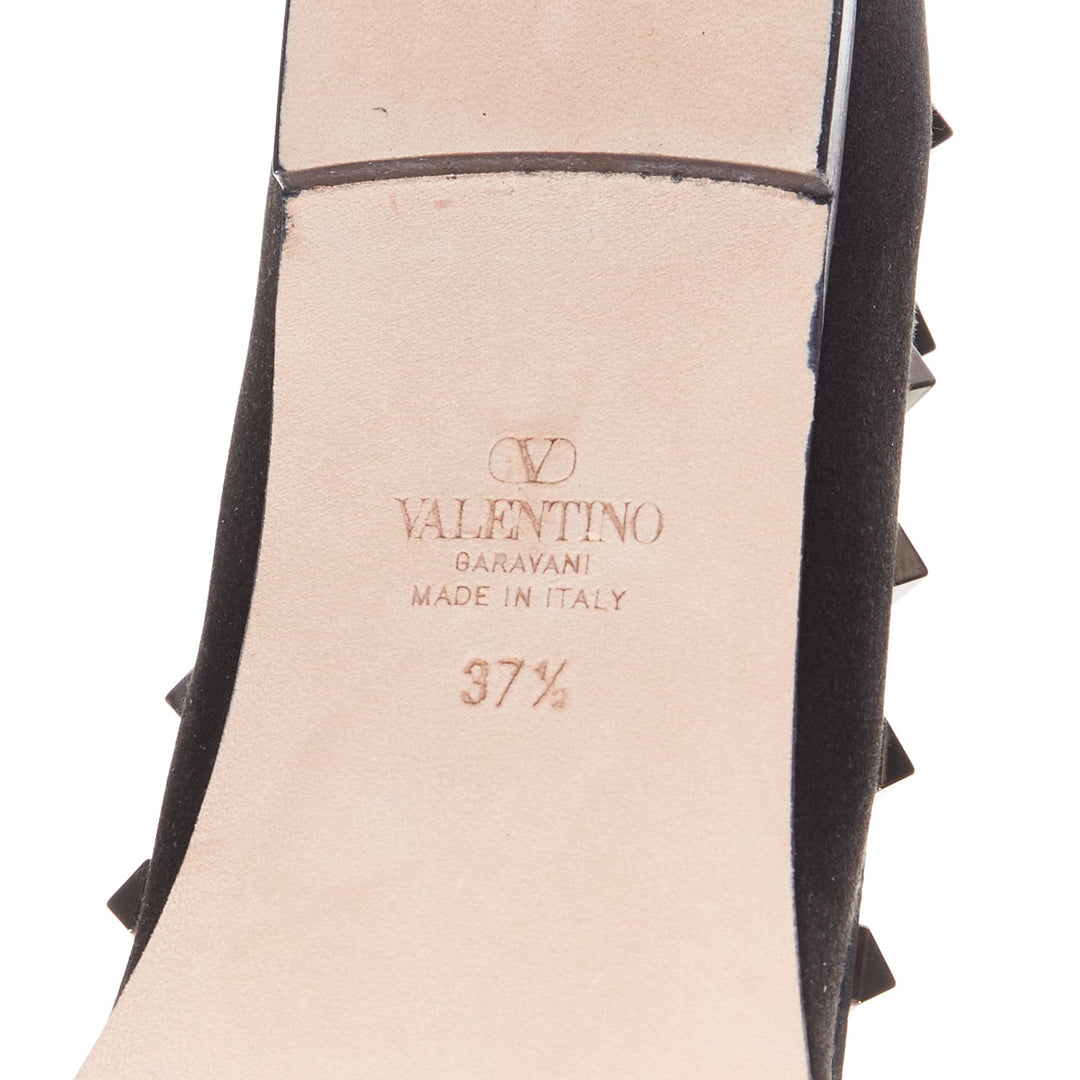 VALENTINO Rockstud nero black satin leather studded cross ballet flats EU37.5
