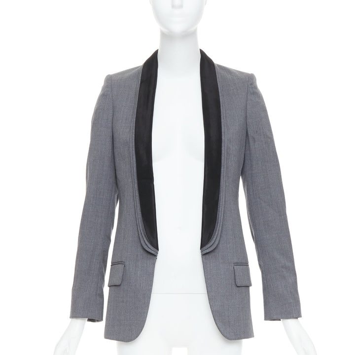 STELLA MCCARTNEY 2011 grey 100% wool triple layer lapel blazer IT36 XXS