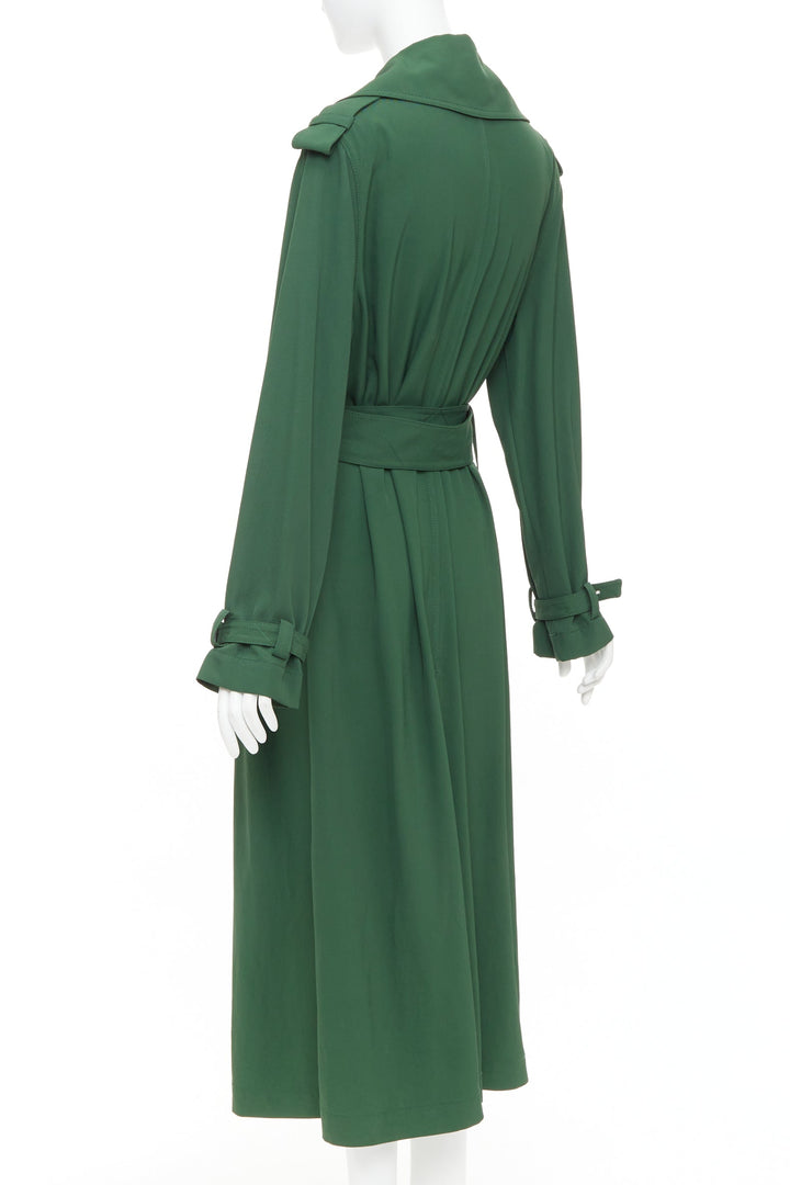 ACNE STUDIOS 2018 Lucie TW green twill belted maxi trench coat FR38 M