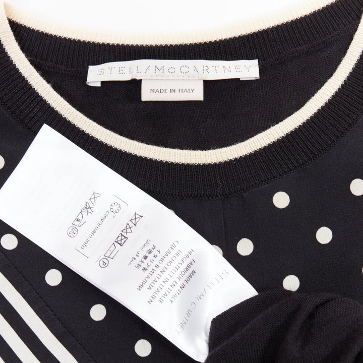 STELLA MCCARTNEY 2016 black white virgin wool silk trim long sleeve sweater