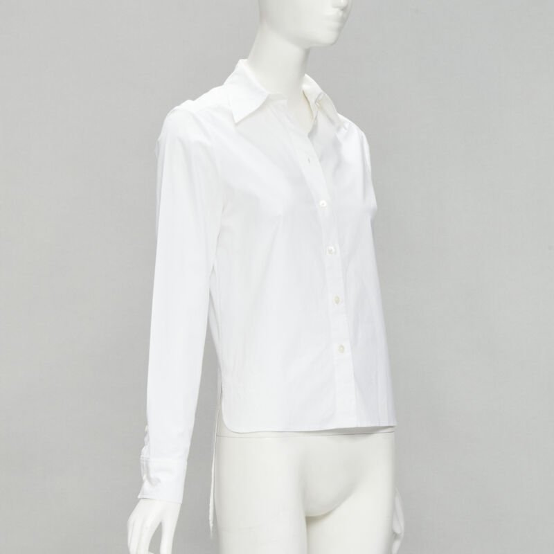 JEAN PAUL GAULTIER white cotton high low hem button up shirt FR38 S