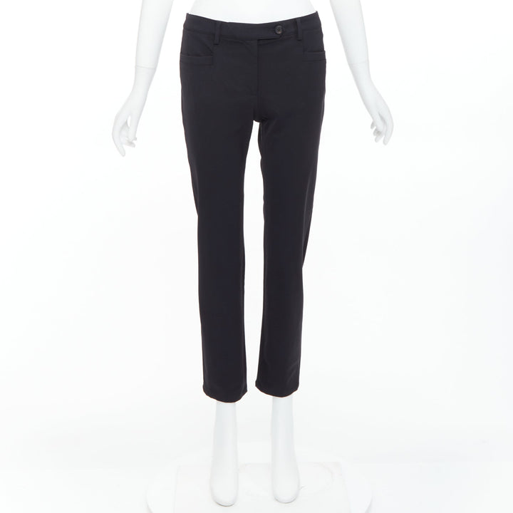 PRADA 2015 black twill horizontal pockets tapered trousers IT40 S