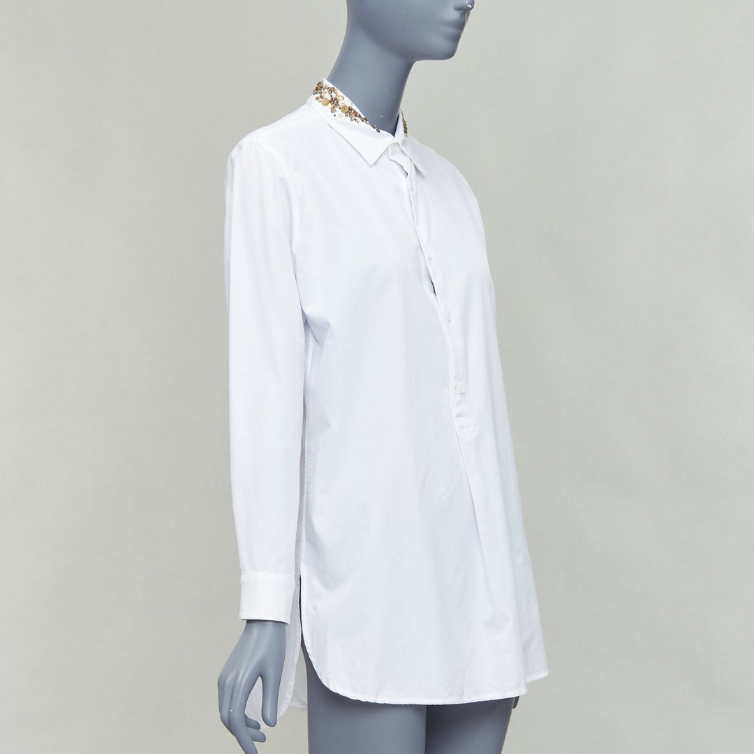 Y'S YOHJI YAMAMOTO white gold sequinned collar popover shirt JP1 S