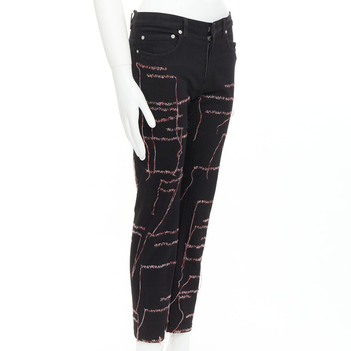 DIOR HOMME 2016 Runway black red white stitch cropped jeans 30" Lil Uzi Vert
