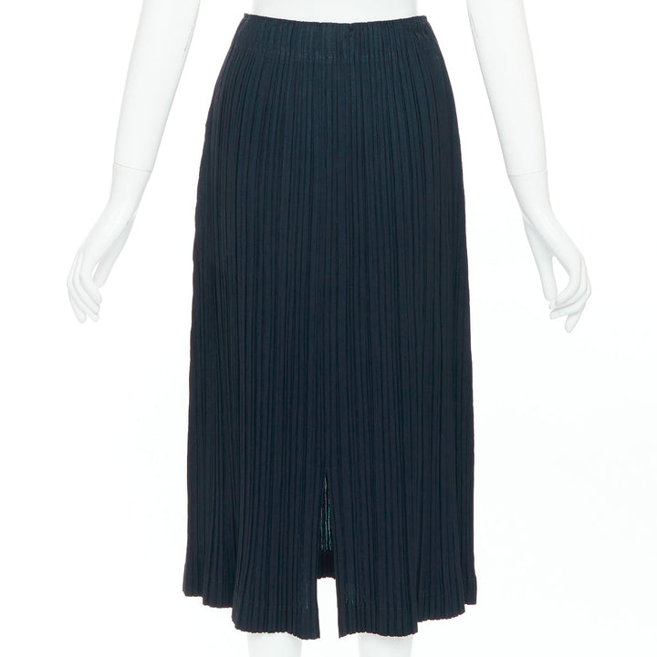 ISSEY MIYAKE Pleats Please wool blend pleated plisse slit back skirt JP3 L