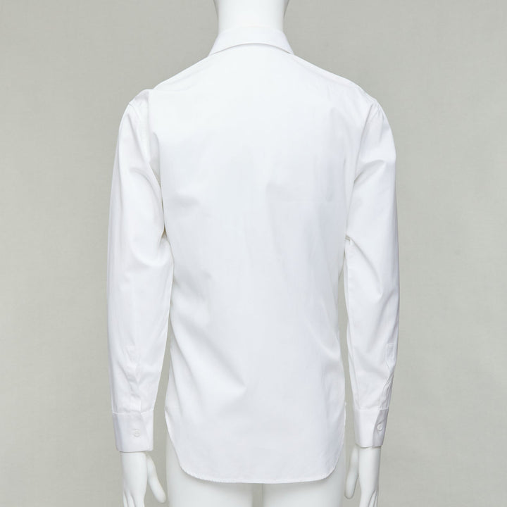 DIOR HOMME white cotton sequin applique front darted back shirt EU38 S