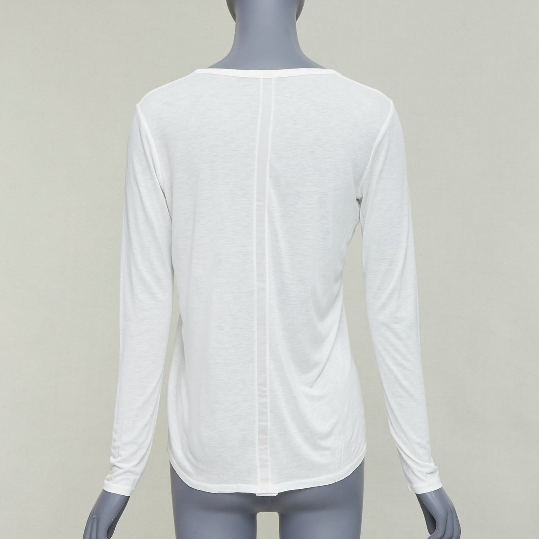 THE ROW cream viscose silk trim scoop neck soft relaxed tshirt XS