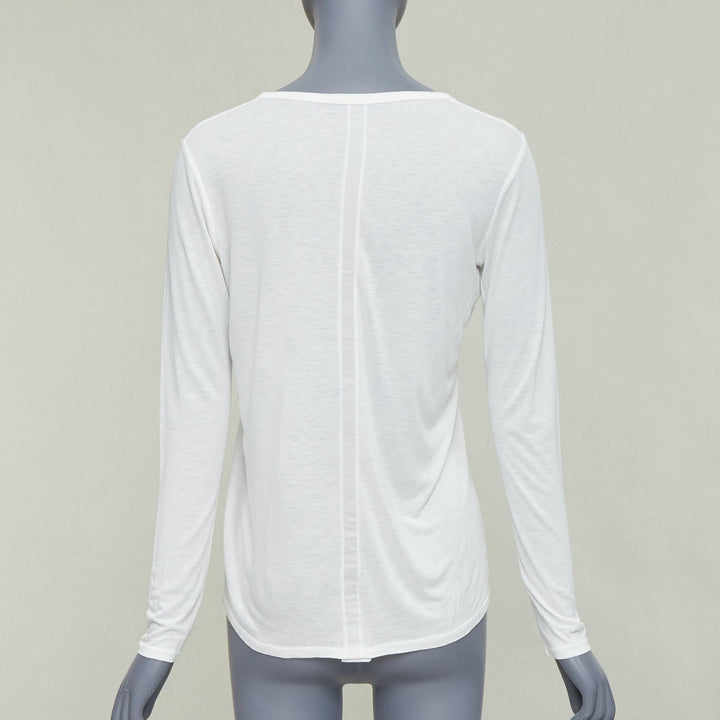 THE ROW cream viscose silk trim scoop neck soft relaxed tshirt XS