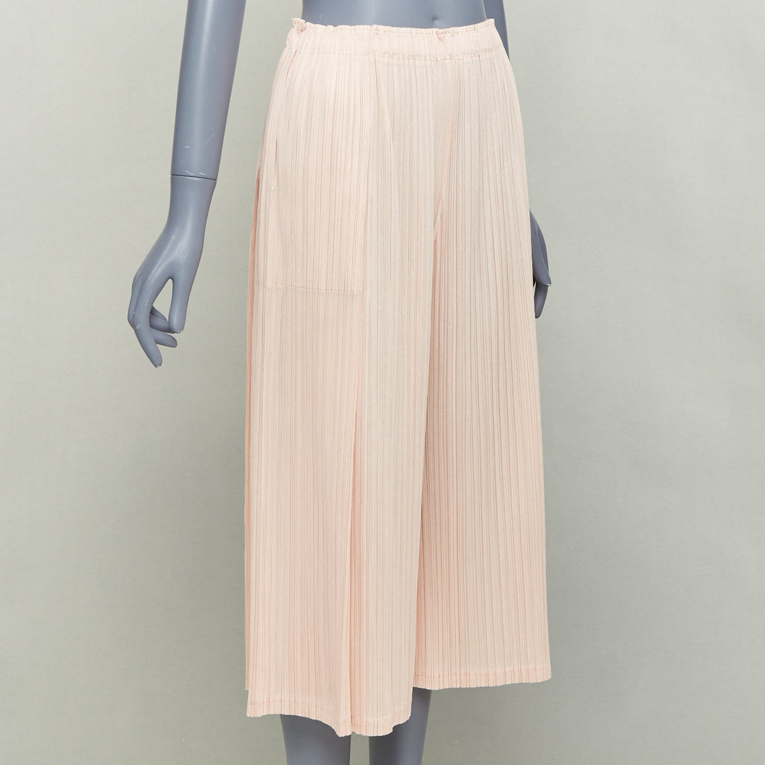 ISSEY MIYAKE Pleats Please pink plisse high waist wide mellow pants JP4 XL