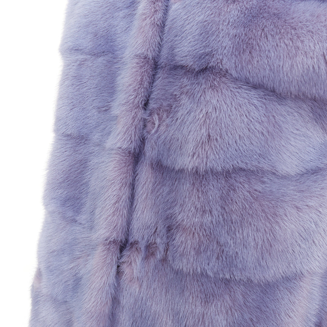 SIMONETTA RAVIZZA blue purple ombre  mink fur hooded vest coat IT42 M