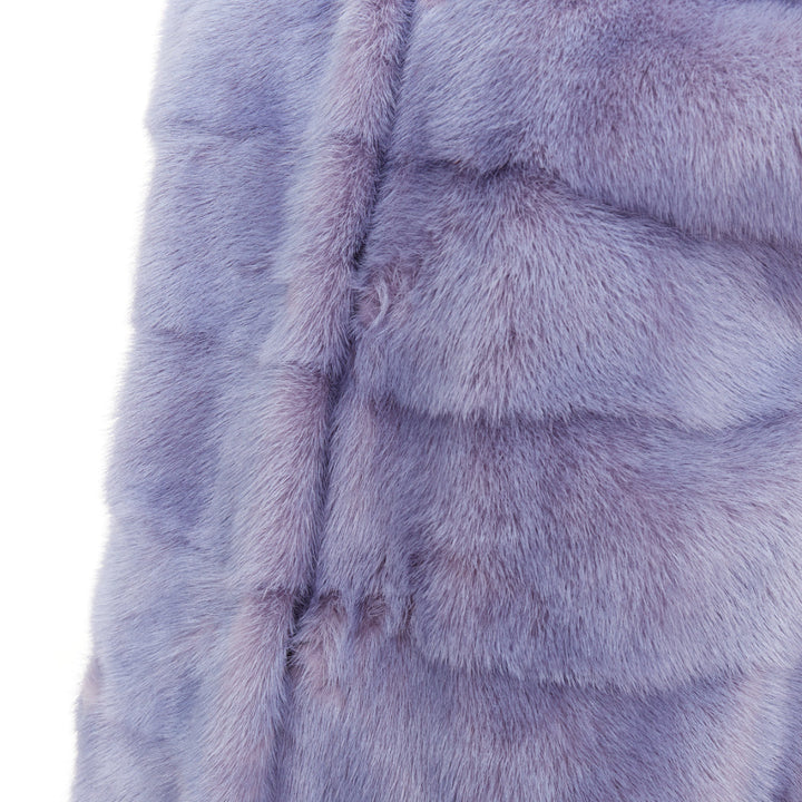 SIMONETTA RAVIZZA blue purple ombre  mink fur hooded vest coat IT42 M
