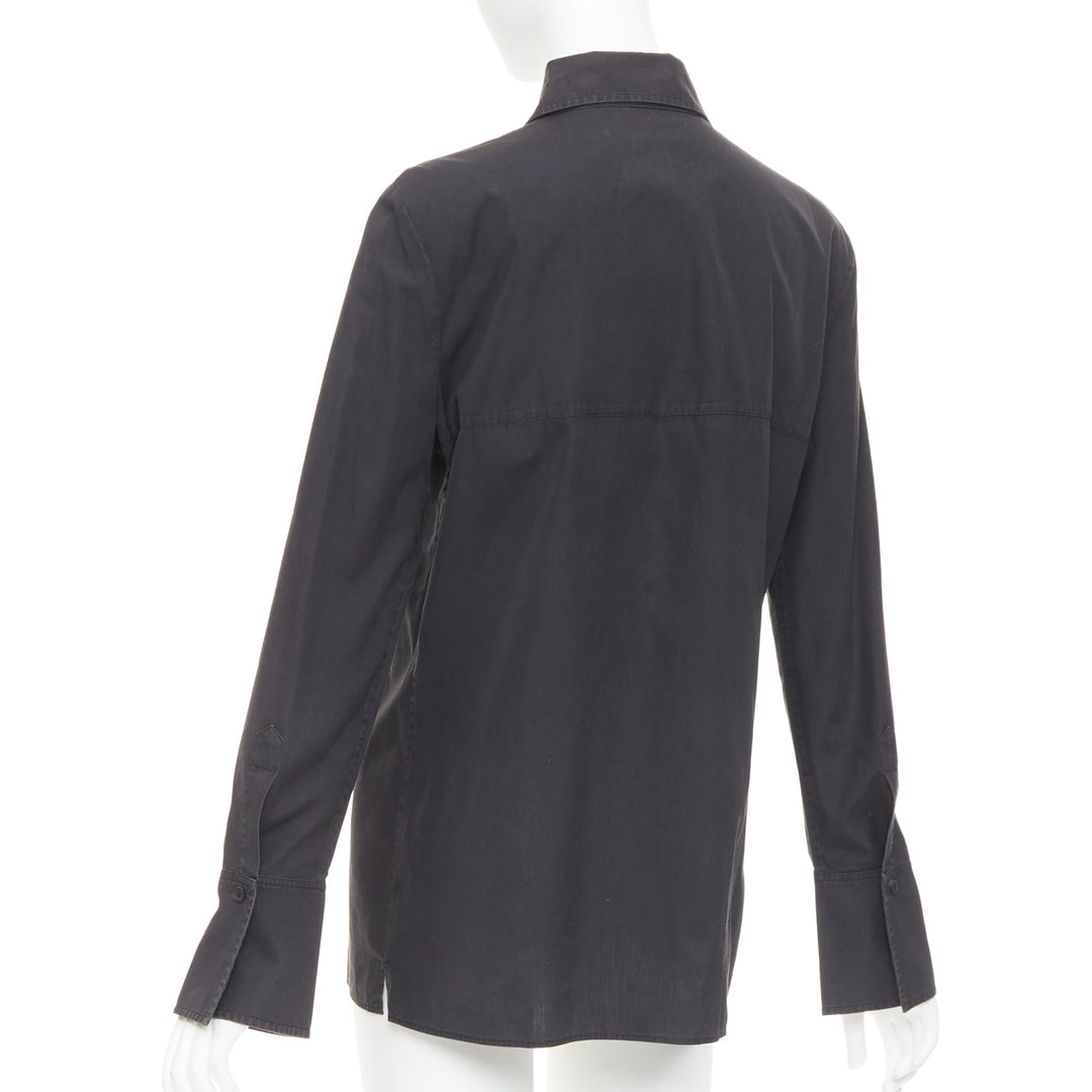 GUCCI Tom Ford charcoal grey cotton bust seam western style shirt IT42 XL