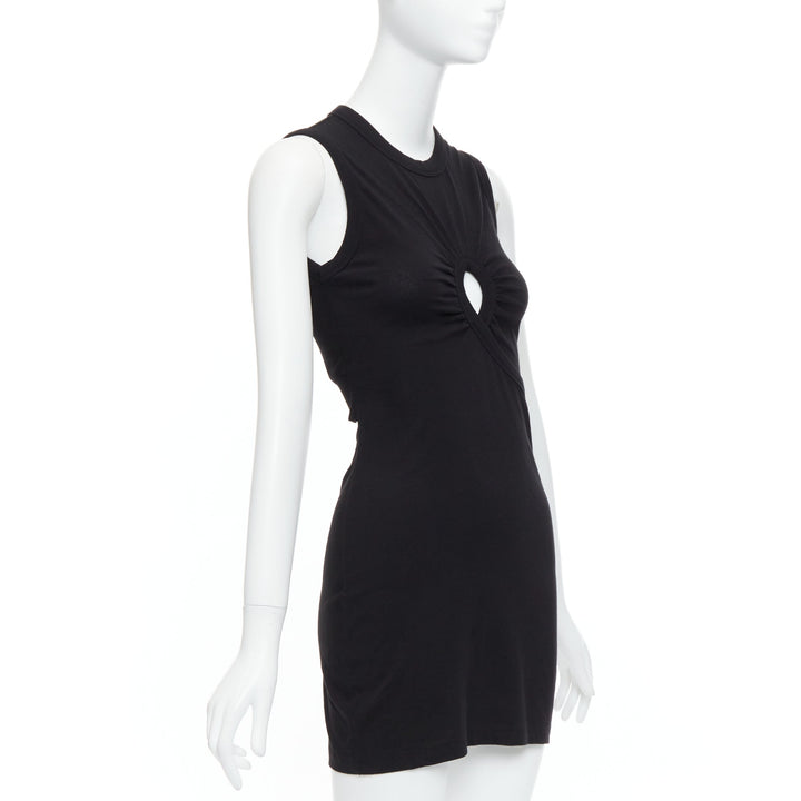 T ALEXANDER WANG black cotton chest cutout twist draped mini dress XS