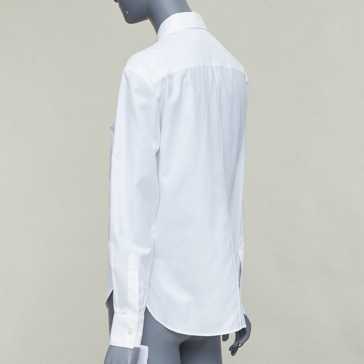 CHRISTIAN DIOR white cotton black CD bee embroidered classic shirt FR34 XS