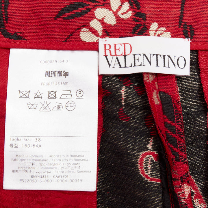 RED VALENTINO red monkey floral cotton blend jacquard mini shorts IT38 XS