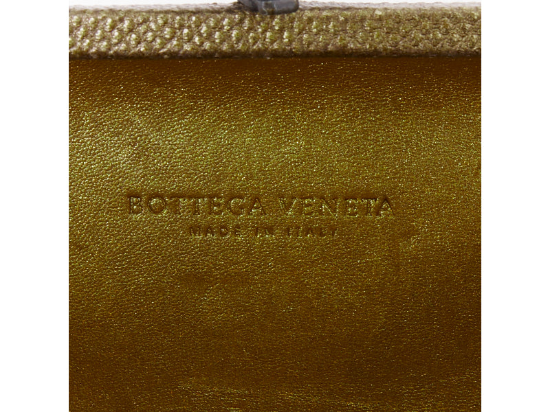 BOTTEGA VENETA Intrecciato Knot bronze brown woven ayers leather box clutch