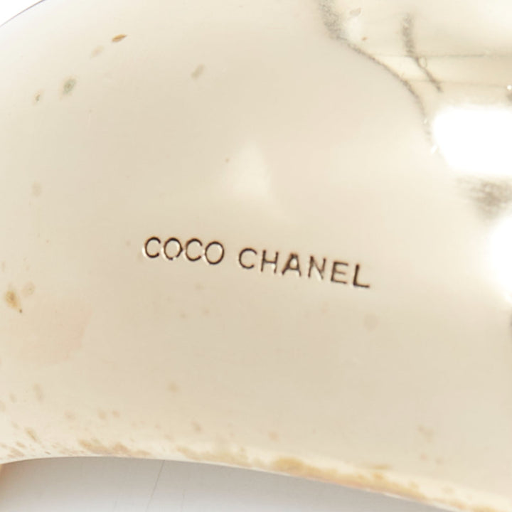 CHANEL 07P Vintage L'elegance C''est La Ligne script metal bangle bracelet