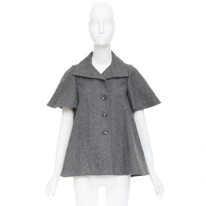 MARNI grey wool blend flannel flutter short swing jacket IT38 XS