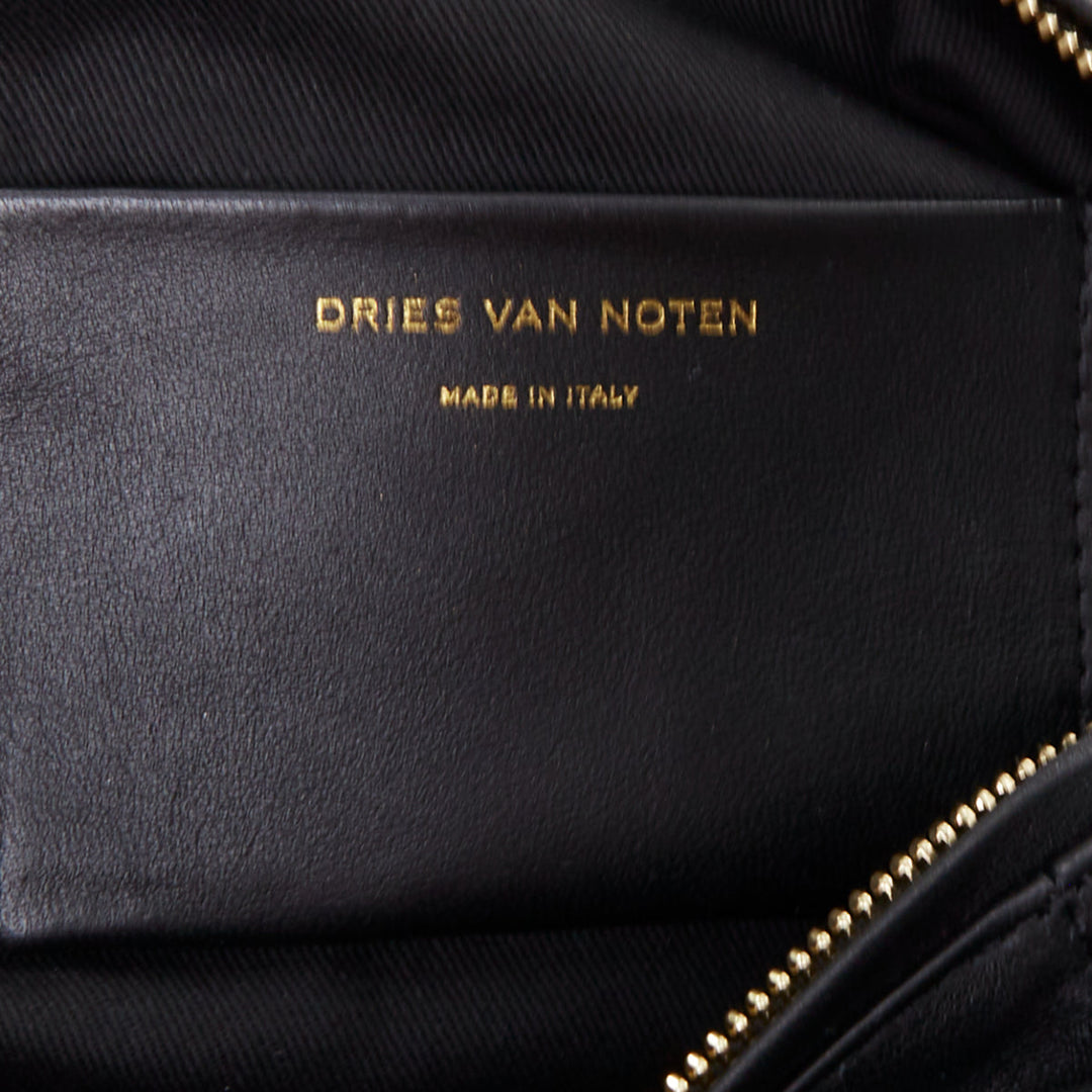DRIES VAN NOTEN Twisted Handle black soft leather top handle bag