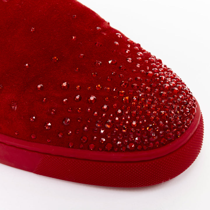 CHRISTIAN LOUBOUTIN Sailor Boat red suede degrade strass crystal sneakers EU43