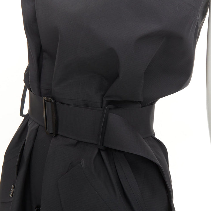 YANG LI 2019 KTC black strapless belted trench coat accent midi dress FR40 M