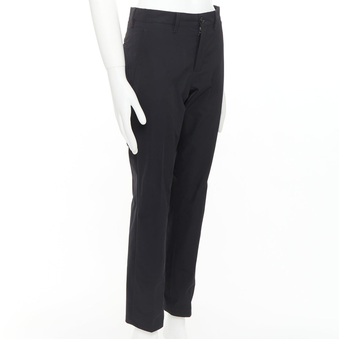 PRADA 2019 black shiny nylon mid waisted tapered dress cropped pants IT44 XS