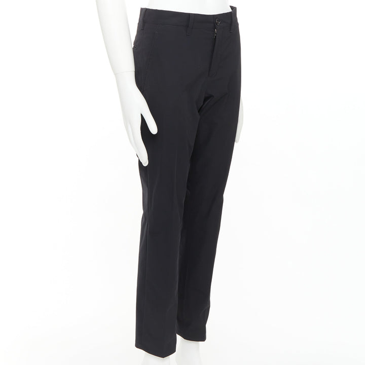 PRADA 2019 black shiny nylon mid waisted tapered dress cropped pants IT44 XS