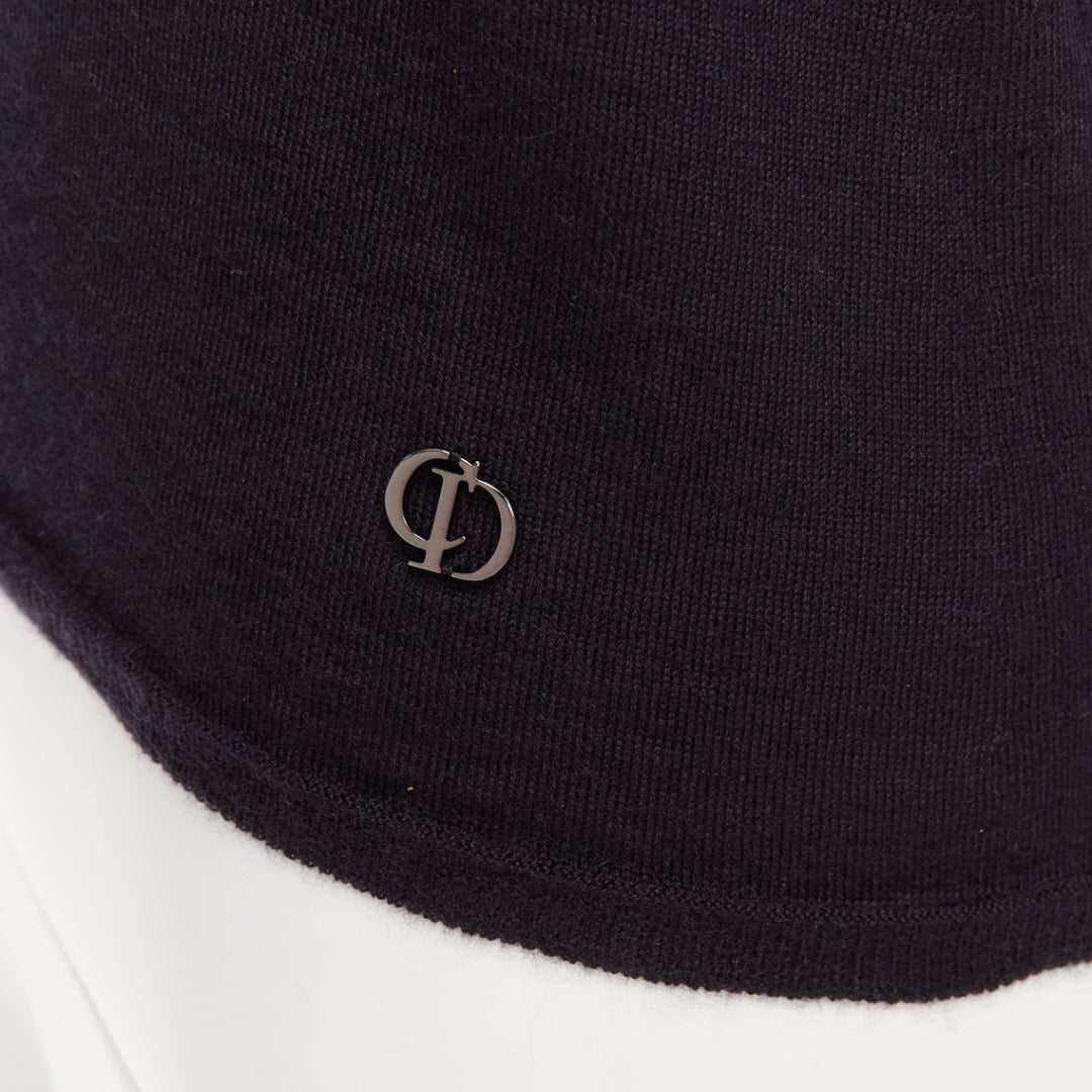CHRISTIAN DIOR black cashmere silk CD logo charm knit tank vest FR36 S