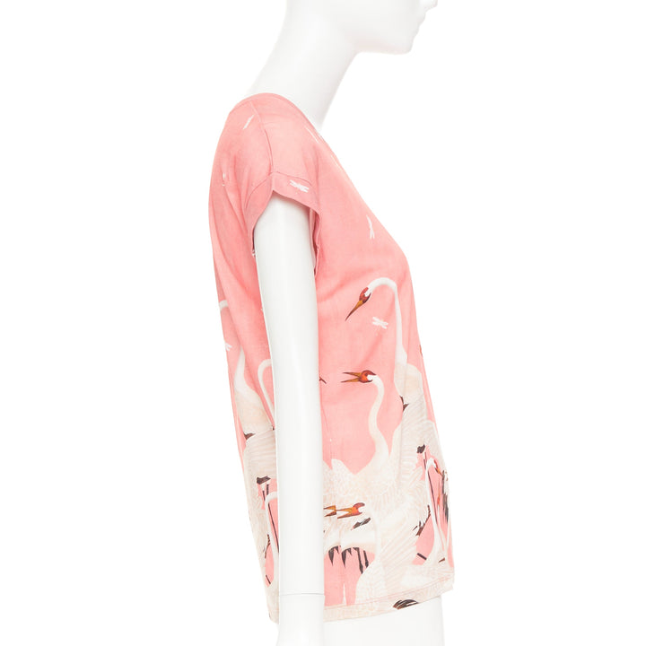 GUCCI Pre Fall 2016 pink cotton Heron Dragonfly print short sleeves t-shirt S