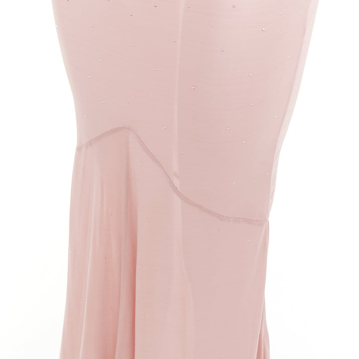 ALEXANDRE VAUTHIER pink degrade crystal strass embellished sheer backless gown