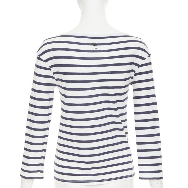 DIOR J'adior Portofino nautical navy white cotton linen mariniere tshirt M