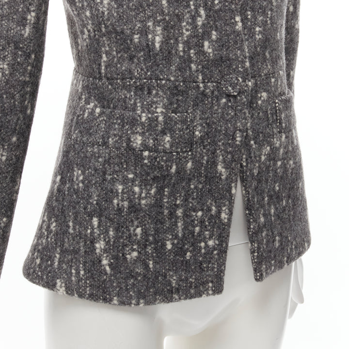 BALENCIAGA Ghesquiere 2009 grey white speckled fitted blazer jacket FR38 M